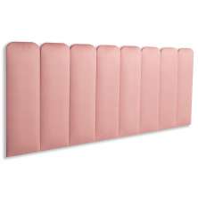 Cabeceira Queen Estofada Para Cama Box Kit 8 Placas Adesivas - Modelo Arredondada Veludo Rosê