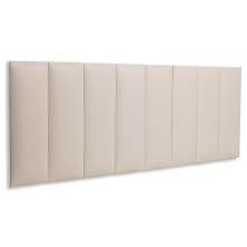 Cabeceira Queen Estofada Para Cama Box Kit 8 Placas Adesivas - Modelo Reta Courino Off White