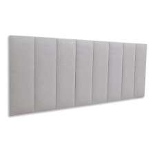 Cabeceira Queen Estofada Para Cama Box Kit 8 Placas Adesivas - Modelo Reta Linho Gelo