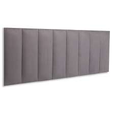 Cabeceira Queen Estofada Para Cama Box Kit 8 Placas Adesivas - Modelo Reta Suede Cinza
