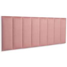 Cabeceira Queen Estofada Para Cama Box Kit 8 Placas Adesivas - Modelo Reta Veludo Rosê