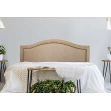 Cabeceira Queen Para Cama Box Curva 160x60 Suede Bege - Tachas Fumê