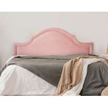 Cabeceira Queen Para Cama Box Provençal 160x60 Veludo Rosê - Tachas Prata