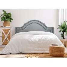 Cabeceira Queen Para Cama Box Provençal Dupla 160x60 Courino Cinza - Tachas Fumê