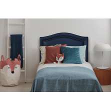 Cabeceira Solteiro Curva 90x60cm Courino Azul - Tachas Fumê