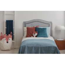 Cabeceira Solteiro Curva 90x60cm Suede Cinza - Tachas Fumê