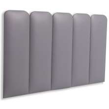 Cabeceira Solteiro Estofada Para Cama Box Kit 5 Placas Adesivas - Modelo Arredondada Courino Cinza