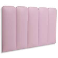 Cabeceira Solteiro Estofada Para Cama Box Kit 5 Placas Adesivas - Modelo Arredondada Courino Rosa