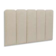Cabeceira Solteiro Estofada Para Cama Box Kit 5 Placas Adesivas - Modelo Arredondada Linho Cru