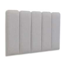 Cabeceira Solteiro Estofada Para Cama Box Kit 5 Placas Adesivas - Modelo Arredondada Linho Gelo