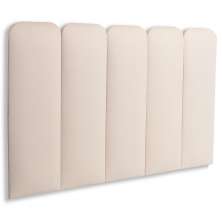 Cabeceira Solteiro Estofada Para Cama Box Kit 5 Placas Adesivas - Modelo Arredondada Suede Off White