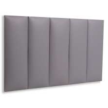 Cabeceira Solteiro Estofada Para Cama Box Kit 5 Placas Adesivas - Modelo Reta Courino Cinza