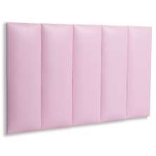Cabeceira Solteiro Estofada Para Cama Box Kit 5 Placas Adesivas - Modelo Reta Courino Rosa
