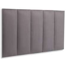 Cabeceira Solteiro Estofada Para Cama Box Kit 5 Placas Adesivas - Modelo Reta Suede Cinza