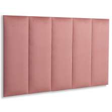 Cabeceira Solteiro Estofada Para Cama Box Kit 5 Placas Adesivas - Modelo Reta Veludo Rosê