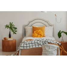 Cabeceira Solteiro Provençal Dupla 90x60 Suede Off White - Tachas Prata