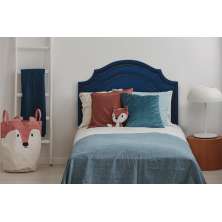 Cabeceira Solteiro Provençal Dupla 90x60 Veludo Azul - Tachas Fumê