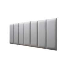 Placas Cabeceira Modulada Reta Adesiva Casal Estofada 140cm x 60cm Kit 7 Placas - Courino Cinza