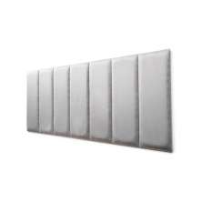 Placas Cabeceira Modulada Reta Adesiva Casal Estofada 140cm x 60cm Kit 7 Placas - Suede Cinza