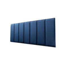 Placas Cabeceira Modulada Reta Adesiva Casal Estofada 140cm x 60cm Kit 7 Placas - Veludo Azul