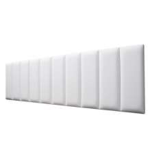 Placas Cabeceira Modulada Reta Adesiva King Estofada 200cm x 60cm Kit 10 Placas - Courino Branco