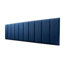 Placas Cabeceira Modulada Reta Adesiva King Estofada 200cm x 60cm Kit 10 Placas - Veludo Azul
