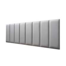 Placas Cabeceira Modulada Reta Adesiva Queen Estofada 160cm x 60cm Kit 8 Placas - Courino Cinza