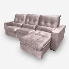 Sofá Atlanta 5 Lugares 2,60 metros Veludo - 14 Rose