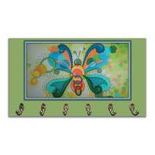 Cabideiro de Parede Porta Colar Chaves Cintos Toalhas - Borboleta verde