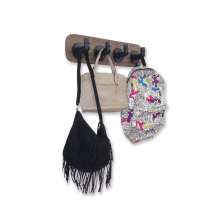 Cabideiro de Parede Porta Toalhas Mochilas Bolsas Suporte Gancho Banheiro Quarto Estilo Industrial - Preto
