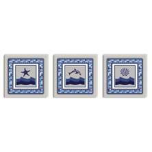 Conjunto Kit com 3 Quadros Náuticos Decorativos Linha Náutica Marinheiro - Mar 1