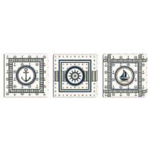 Conjunto Kit com 3 Quadros Náuticos Decorativos Linha Náutica Marinheiro - Mar 3