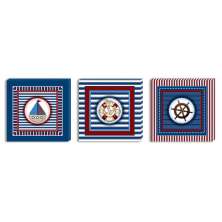 Conjunto Kit com 3 Quadros Náuticos Decorativos Linha Náutica Marinheiro - Mar 4