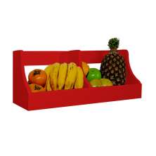 Fruteira Suspensa de Parede Prateleira Porta Legumes Cozinha em Madeira Vermelho Laca