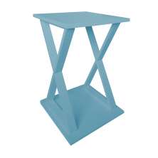 Mesa "X" Lateral de Apoio ou Mesa de Cabeceira Azul Laca