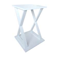 Mesa "X" Lateral de Apoio ou Mesa de Cabeceira Branco Laca