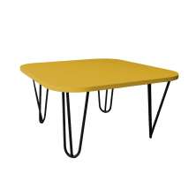Mesa De Centro Pés Hairpin Legs Lateral De Apoio Para Sala Estar Dormitório Amarelo Laca