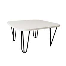 Mesa De Centro Pés Hairpin Legs Lateral De Apoio Para Sala Estar Dormitório Off White Laca