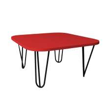 Mesa De Centro Pés Hairpin Legs Lateral De Apoio Para Sala Estar Dormitório Vermelho Laca