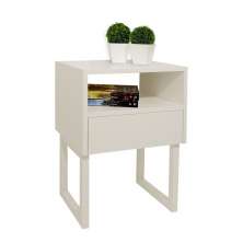 Mesa de Cabeceira Lateral Nicho com Gaveteiro Square Off White Laca