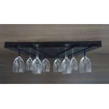 Porta Taças 30° Suporte de Parede Decorativo para Adegas Bar Preto Laca