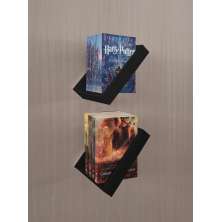 Prateleira Porta Livros Suporte Estante Nicho Decorativo 2 Peças Parede - Preto Laca