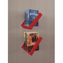 Prateleira Porta Livros Suporte Estante Nicho Decorativo 2 Peças Parede - Vermelho Laca