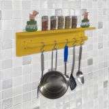 Prateleira para Temperos e Suporte Utensílios e Panelas Cozinha Estilo Industrial Amarelo Laca