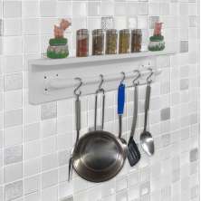 Prateleira para Temperos e Suporte Utensílios e Panelas Cozinha Estilo Industrial Branco Laca
