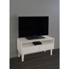 Rack para TV Bancada Aparador Com Nicho e Gaveta Off White Laca