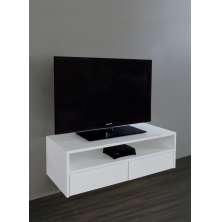 Rack para TV Suspenso Bancada Com Nicho e Gaveta Branco Laca
