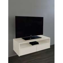 Rack para TV Suspenso Bancada Com Nicho e Gaveta Off White Laca
