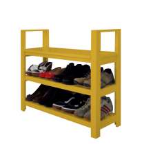 Sapateira Banco com Braço de Piso para Closets e Quartos 8 Pares Sapatos - Amarelo Laca
