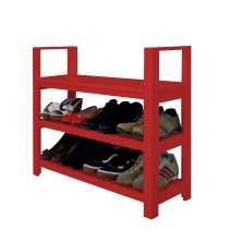 Sapateira Banco com Braço de Piso para Closets e Quartos 8 Pares Sapatos - Vermelho Laca